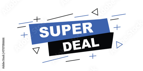 Dynamic super deal announcement with geometric shapes and abstract lines for retail promotions