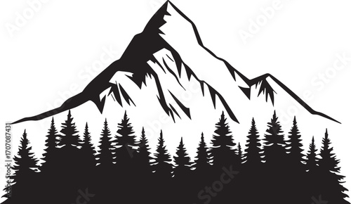Scenic wilderness landscape showcasing mountains and tall conifer trees