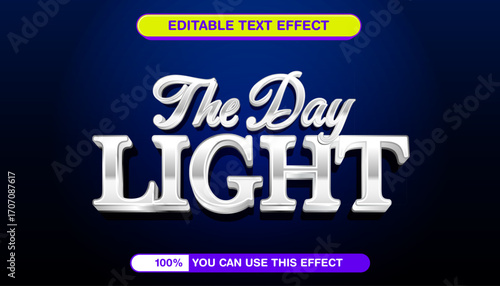 Editable Text Effect The Day Light - Silver Chrome Style
