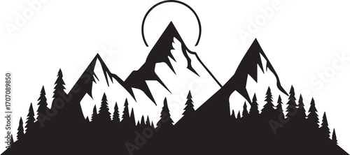 Scenic wilderness landscape showcasing mountains and tall conifer trees