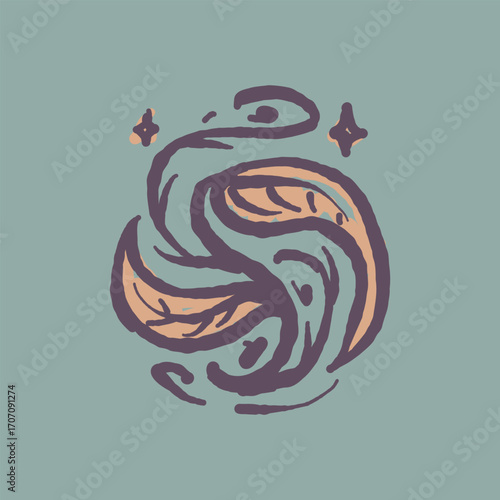 Raw Hand Drawn Floral Garden Badge Logo Emblem