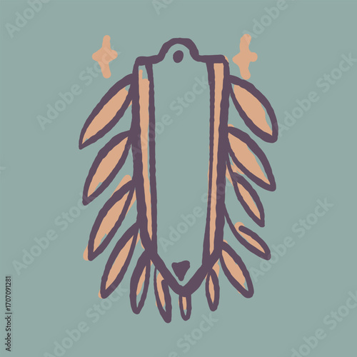 Raw Hand Drawn Floral Garden Badge Logo Emblem