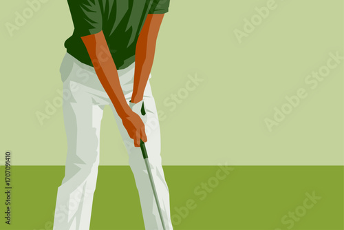 Golfclub competition poster. Template for golf competition or championship event. Blue sky and green golf field.