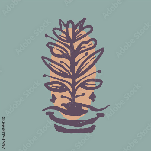 Raw Hand Drawn Floral Garden Badge Logo Emblem