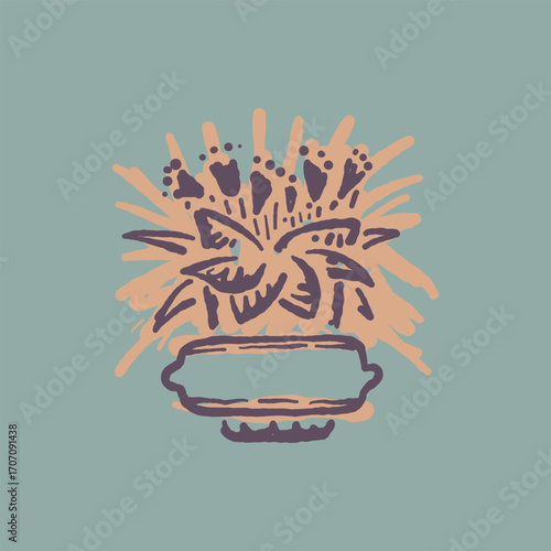 Raw Hand Drawn Floral Garden Badge Logo Emblem