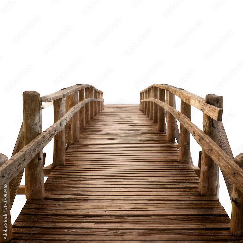 Fototapeta premium old wooden bridge isolated on white or transparent
