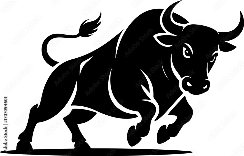 Obraz premium Bull silhouette vector illustration