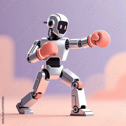 Robot Boxing Futuristic Technology Illustration
