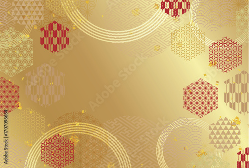 和柄　年賀状　金　背景	
