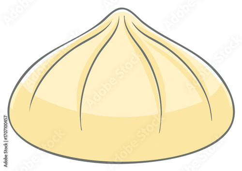 Cartoon illustration of a single steamed Chinese soup dumpling or baozi