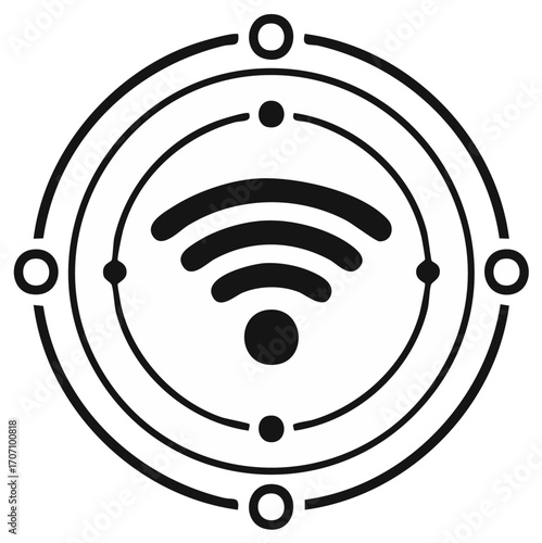 Black and white Wi-Fi symbol design, network and connection abstract illustration.