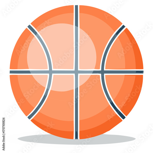 Orange Basketball Artwork with Gray Lines, Vector Illustration