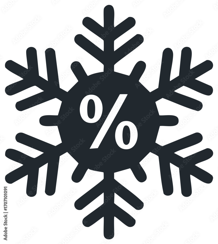 Obraz premium Snowflake with percentage symbol representing winter sale or discount