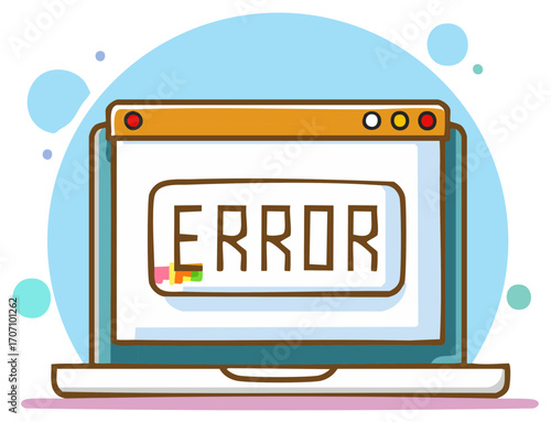 Cute Cartoon Laptop Computer Showing a System Failure Error Message