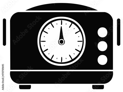 Retro kitchen timer icon with analog dial and button controls