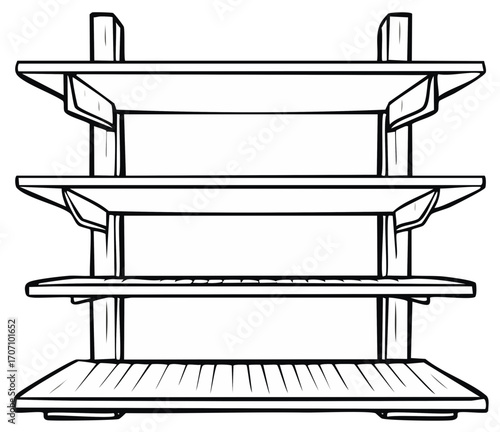 Three tiered wooden display shelf with simple design and clean lines
