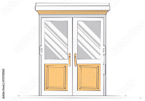 Classic French Double Doors With Glass Panels and Decorative Insets
