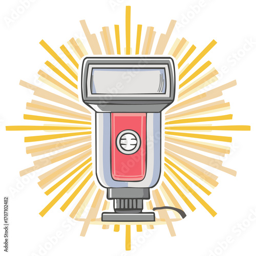 Camera Flash Illustration with Graphic Flare - Photography Equipment