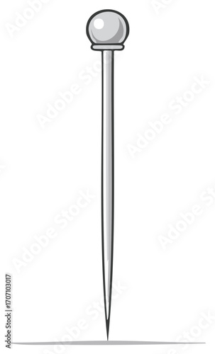 Simple Gray Metal Hat Pin Stand Isolated on White Surface with Cast Shadow