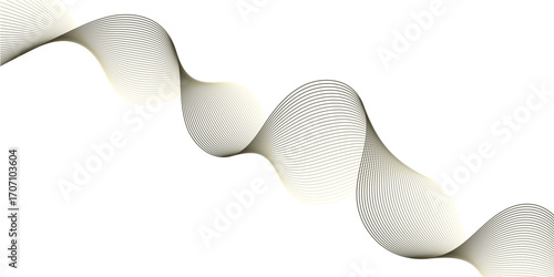 Black Gold Abstract Wave Line Pattern on White Background