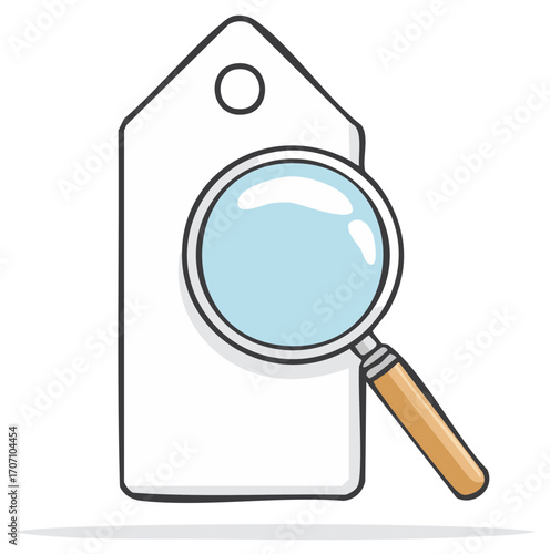 Magnifying Glass Examining a Blank Label Illustration for Research and Discovery