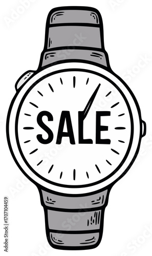 Smartwatch with sale offer displayed on screen, representing time sensitive shopping deals