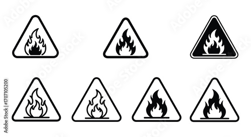 Collection of Fire Hazard Warning Signs
