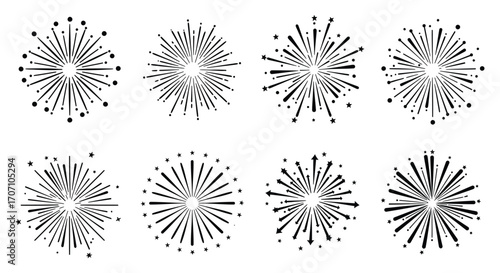 Set of Vintage Fireworks Burst Designs