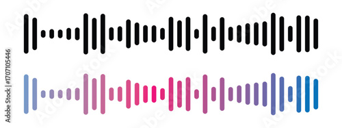 Abstract digital equalizer sound wave vector illustration. Music frequency spectrum analyzer graph. Colorful audio signal visualization on transparent background. Soundwave in eps 10.