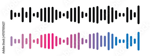 Abstract digital equalizer sound wave vector illustration. Music frequency spectrum analyzer graph. Colorful audio signal visualization on transparent background. Soundwave in eps 10.