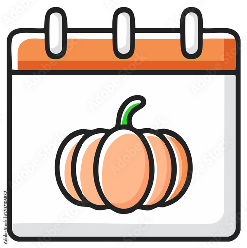Autumn Events Planning Illustration Pumpkin Icon on Calendar Page Fall Season