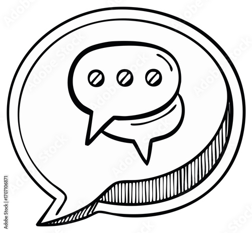 Hand Drawn Style Chat Bubbles Illustration for Communication and Discussion