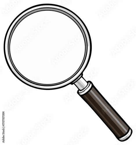Vector illustration of a classic magnifying glass tool symbolizing search investigation and detailed examination