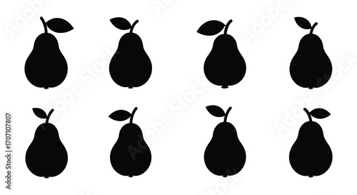 Black Pear Silhouettes Arranged in a Grid Pattern on a White Background