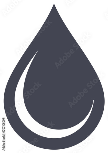 Dark liquid drop icon with a bright crescent shape inside