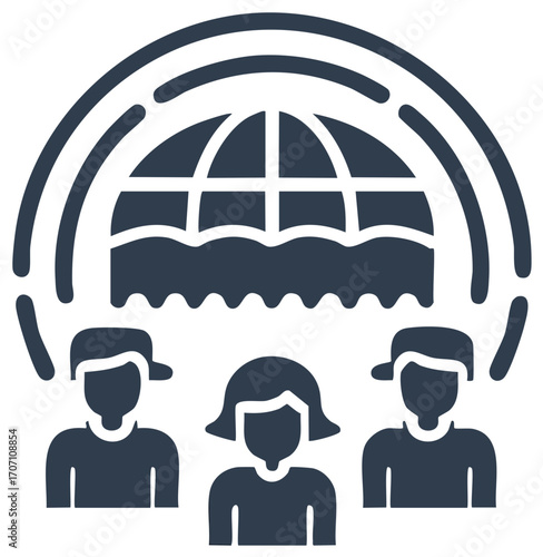 Global Business Team Connection and Communication Network Icon Graphic