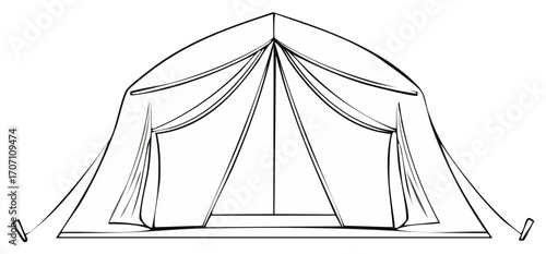 Camping tent illustration, outline of tent isolated, camping concept
