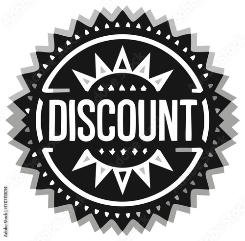 Discount Badge Design Retro Black and White Graphic for Sales Promotion.