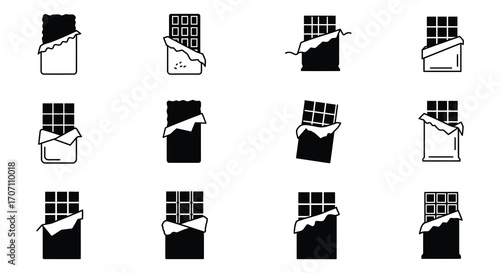 Set of Black and White Chocolate Bar Icons