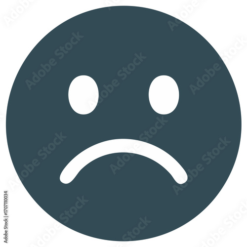 Flat Sad Face Emoji Icon Vector Illustration Depicts Loneliness Grief Despair Pain Disappointment
