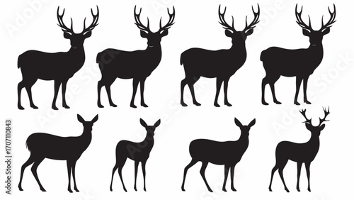 Elegant deer silhouettes perfect for design projects, adding a touch of nature and beauty