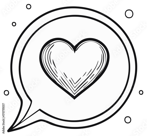 Message of love heart symbol inside of speech bubble with decoration icons illustration