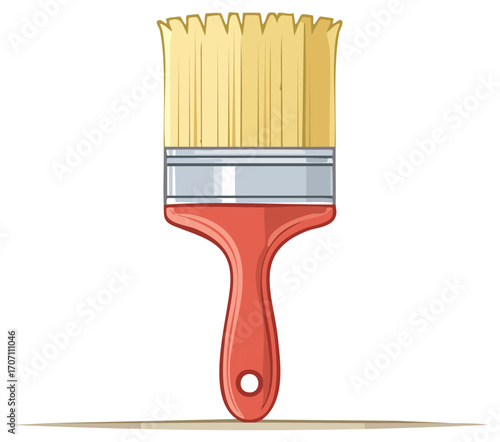 Paint Brush with Red Handle Illustration Tool for Painting and Home Improvement Art Supplies