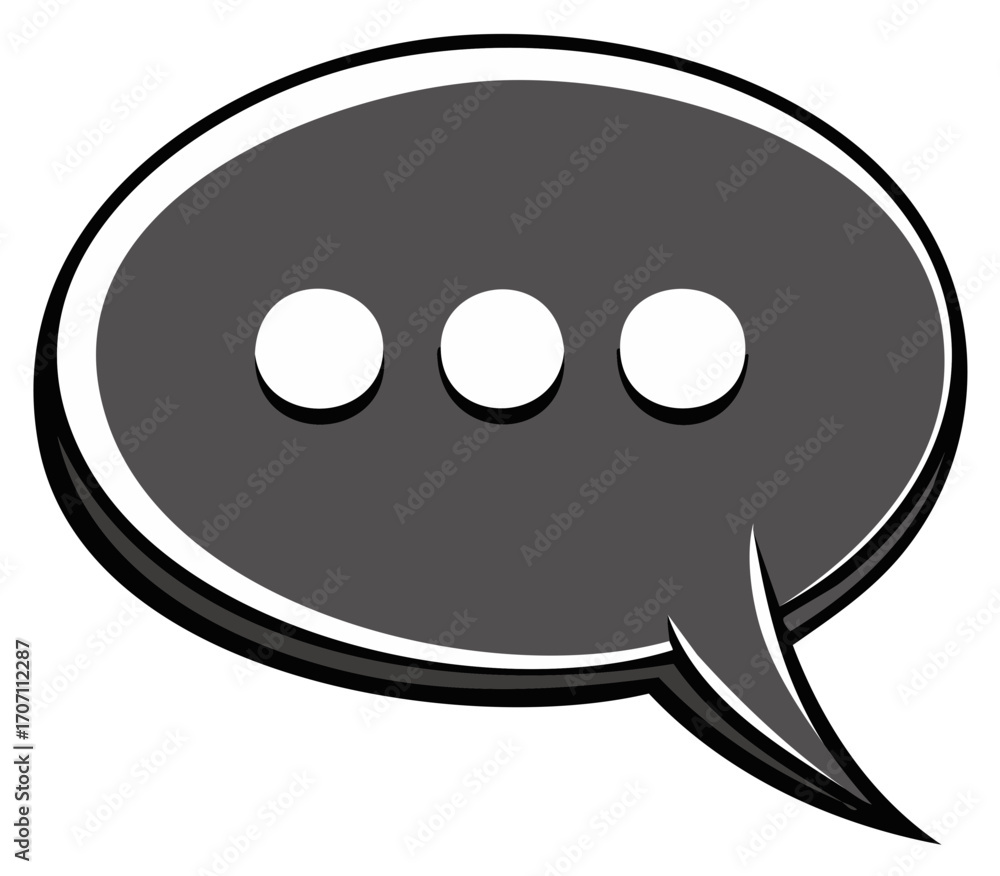 Fototapeta premium Gray speech bubble with three dots representing silence or thought in communication