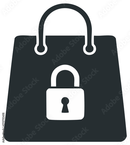 Secured Shopping Bag Icon Illustrating Safe Online Purchasing and Protected Retail Transactions