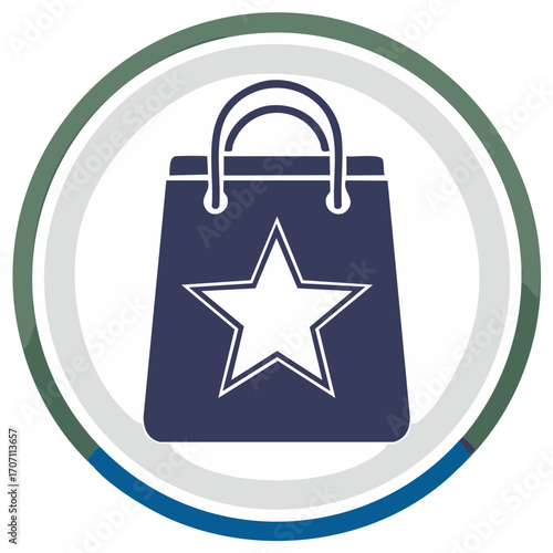 Star Shopping Bag Vector Icon for E-commerce Loyalty Programs and Retail