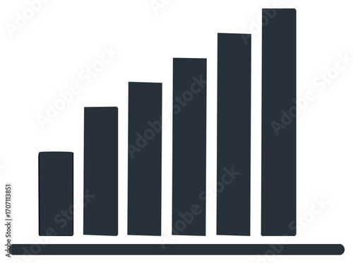 Rising bar graph icon, increasing chart, financial diagram