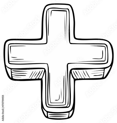 Black and White Hand-Drawn Cross Illustration