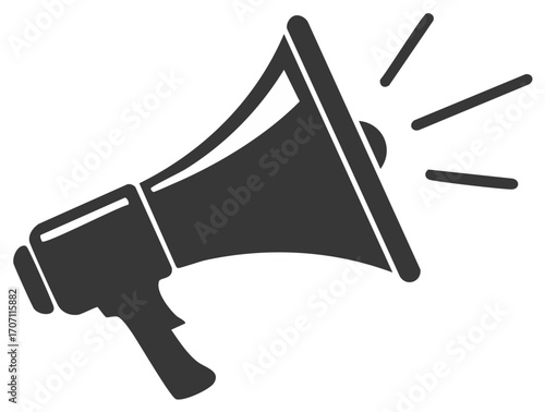 Megaphone Icon Announcing, Loudspeaker Symbol, Public Announcement, Bullhorn Silhouette, Voice Marketing Icon, Speak Loud