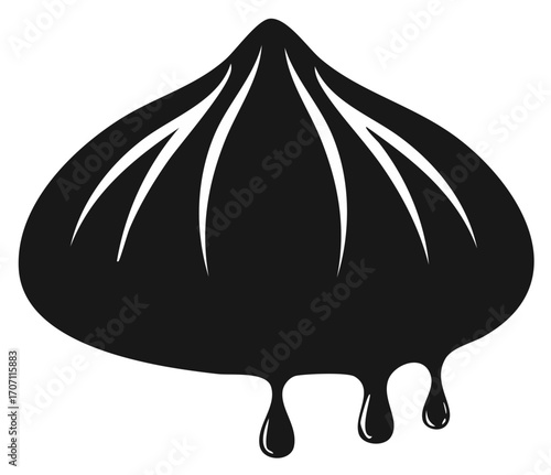 Khinkali Georgian dumpling silhouette, delicious food cuisine, ethnic, traditional meat filling with broth dripping, oriental snack
